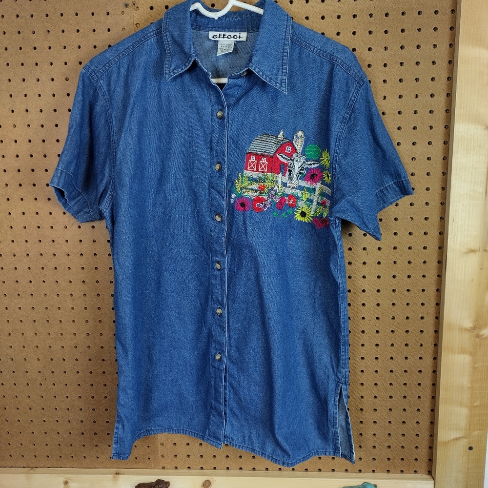 90s Y2K embroidered demon size small cow barn